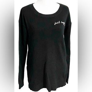 Arizona Jeans Co Just Saying Slim Women’s Black Embroidered Sweater Sz S